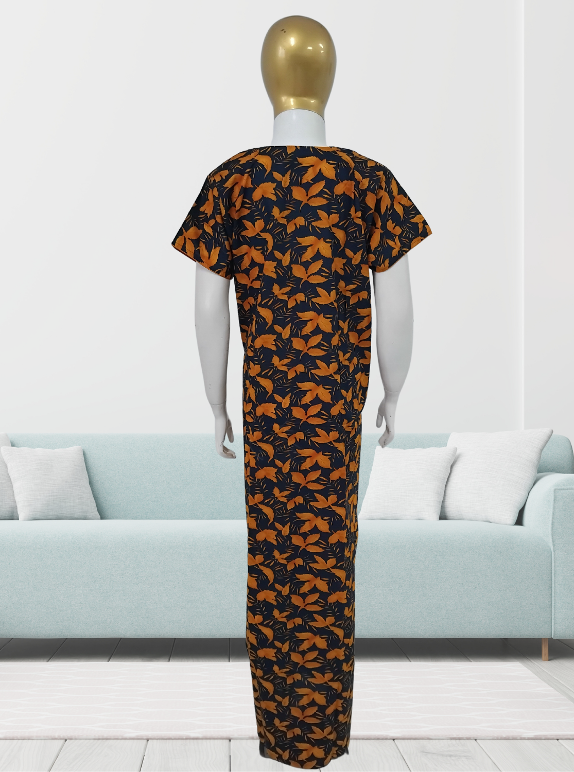 MANGAI Premium Cotton 60Inch Nighties - Fancy Neck | With Side Pocket | Shrinkage Free Nighties | Stylish Collection's for Trendy Women's - (60IN-FFN)