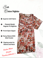 MANGAI New Regular Fit Cotton Printed Nighties - All Over Printed Stylish Nightwear for Stylish Women | Side Cut Pocket | Beautiful Nighties for Stylish Women's | Colorful Printed Cotton Nighties (CPL)