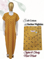 MANGAI Premium Cotton 60Inch Nighties - Fancy Neck | With Side Pocket | Shrinkage Free Nighties | Stylish Collection's for Trendy Women's - (60IN-FFN)