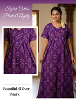 MANGAI Premium Cotton Printed Pleated Model Half Sleeve 4XL Size Nighties - Fancy Neck | With Side Pocket |Shrinkage Free Nighties | Trendy Collection's for Stylish Women's (4PZ)