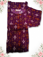 MANGAI Cotton Printed Pleated Model Half Sleeve 5XL Size Nighties - Fancy Neck | With Side Pocket | Shrinkage Free Nighties (5PZ)