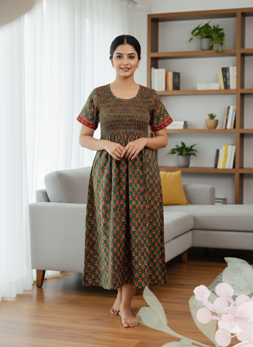 Soft Cotton Stretchable Smoking Nighties for New Arrivals | Daily Comforts & Light Weighted Elastic Nighties | Pleated Style | Casual Daily wear Nightwear for Trendy Women's (SCT)