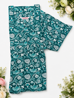 MANGAI Premium Cotton Printed Pleated Model Half Sleeve 3XL Size Nighties With Fancy Neck | With Side Pocket (3PZ)