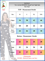 MANGAI Stylish HOSIERY Round Neck Night Suits | Stylish Print's All Over | Top & Bottom Set | Half Sleeve | Trendy Night Suits for Stylish Women's (HRPS)