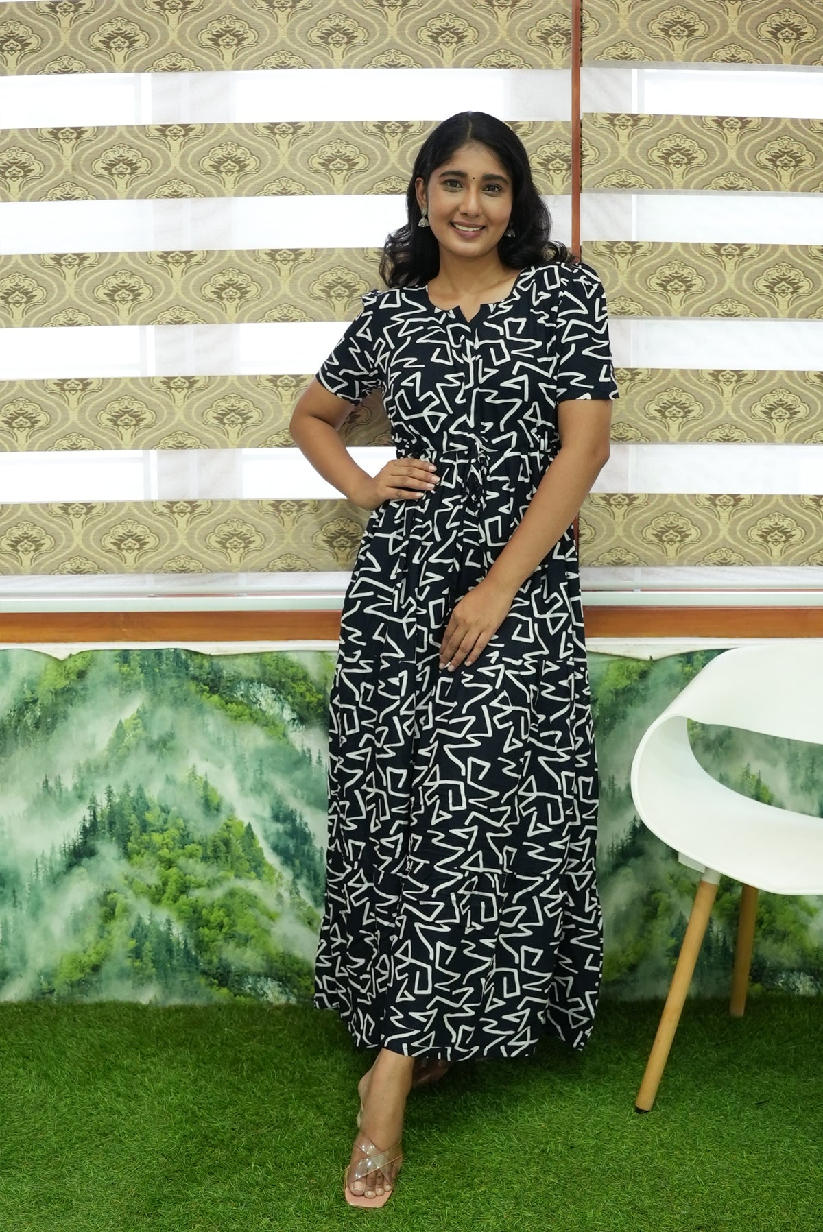 Stylish Arrivals Rayon Gathering Frock Model Night Gown's | Front Adjustable Gathering Style Rope Rope | Puff Sleeve | Trending Collection's for Stylish Women's (GFK)