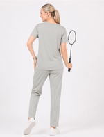 Mist Grey Tencel Printed Casual Night Suit - Mangai Nighties