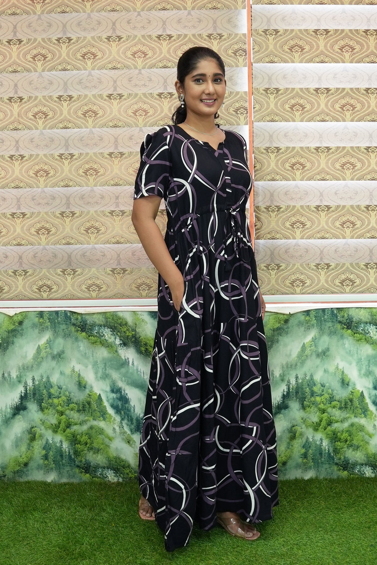 Stylish Arrivals Rayon Gathering Frock Model Night Gown's | Front Adjustable Gathering Style Rope Rope | Puff Sleeve | Trending Collection's for Stylish Women's (GFK)