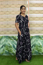 Stylish Arrivals Rayon Gathering Frock Model Night Gown's | Front Adjustable Gathering Style Rope Rope | Puff Sleeve | Trending Collection's for Stylish Women's (GFK)