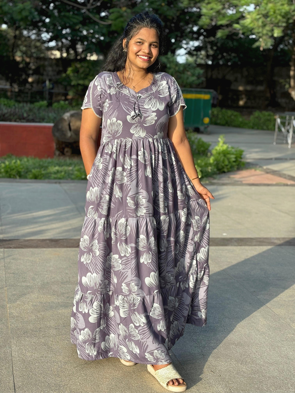 Stylish Alpine FULL FROCK Model Nighties| Fancy Sleeves & Neck Pattern| Side Pocket with Back Tie Rope | Perfect Nightwear Trendy Women's (FRK)