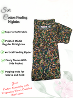 MANGAI Cotton Straight Zip Feeding Nighty |Post Pregnancy | Comfort and Style | Pleated Model | Soft Cotton Feeding Nighties (STF)