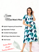 MANGAI Rayon 4-IN-ONE MAXI Mom's Feeding & Casual Wear | Stylish Maxi Style | Invisible Feeding Zipper | Perfect Pre & Post Pregnancy Wear (FIO-MXI)