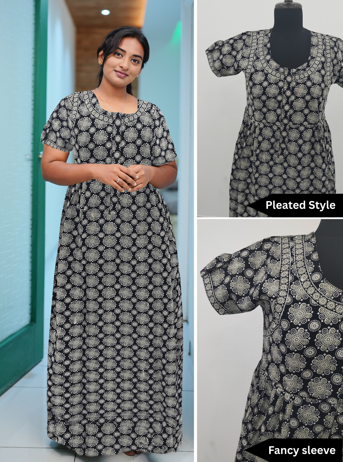 Cotton FROCK Model Casual Wear Nighties | Stylish Pleated Frock Style | Multipurpose Nighties | Pregnancy Wear | Pleated Model | Stylish Nighties for Stylish Women (MW)