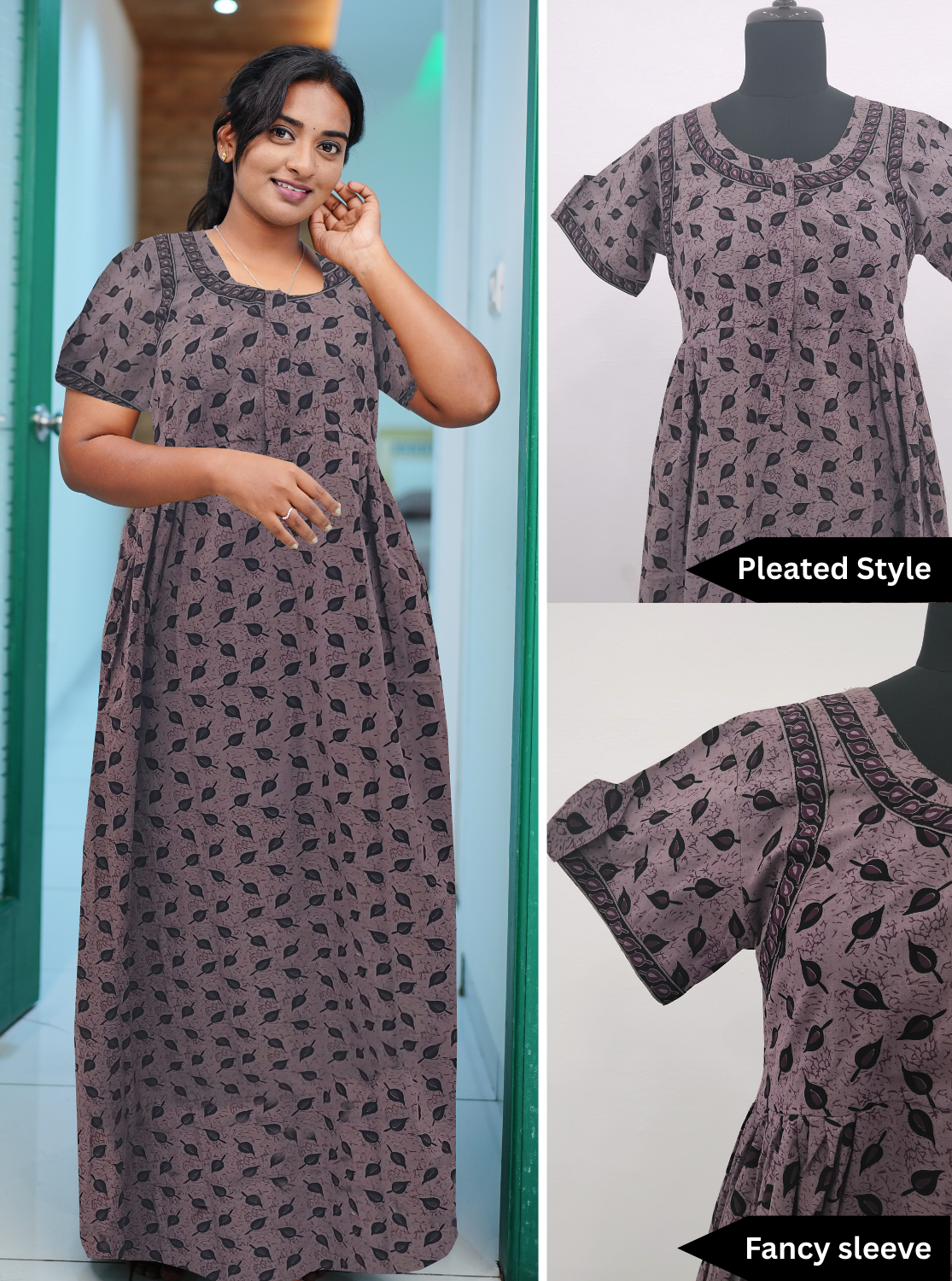 Cotton FROCK Model Casual Wear Nighties | Stylish Pleated Frock Style | Multipurpose Nighties | Pregnancy Wear | Pleated Model | Stylish Nighties for Stylish Women (MW)