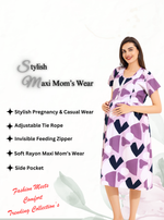 MANGAI Rayon 4-IN-ONE MAXI Mom's Feeding & Casual Wear | Stylish Maxi Style | Invisible Feeding Zipper | Perfect Pre & Post Pregnancy Wear (FIO-MXI)