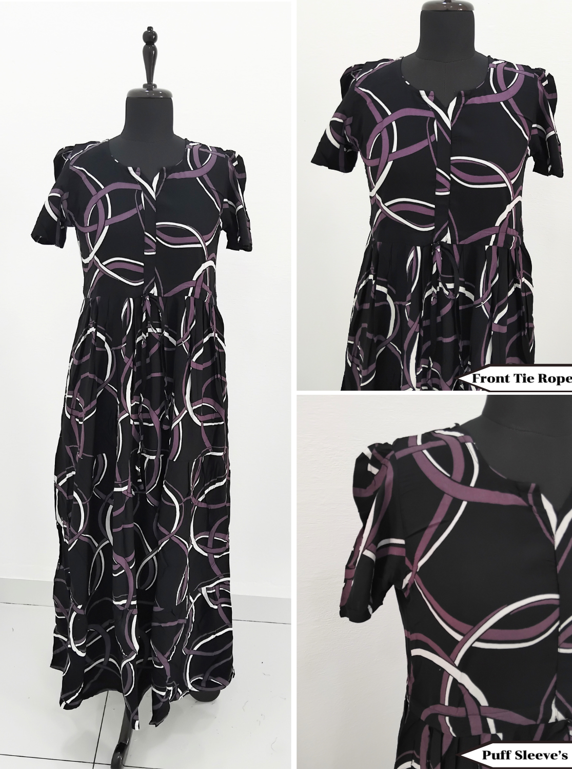 Rayon Gathering Frock Model Night Gown