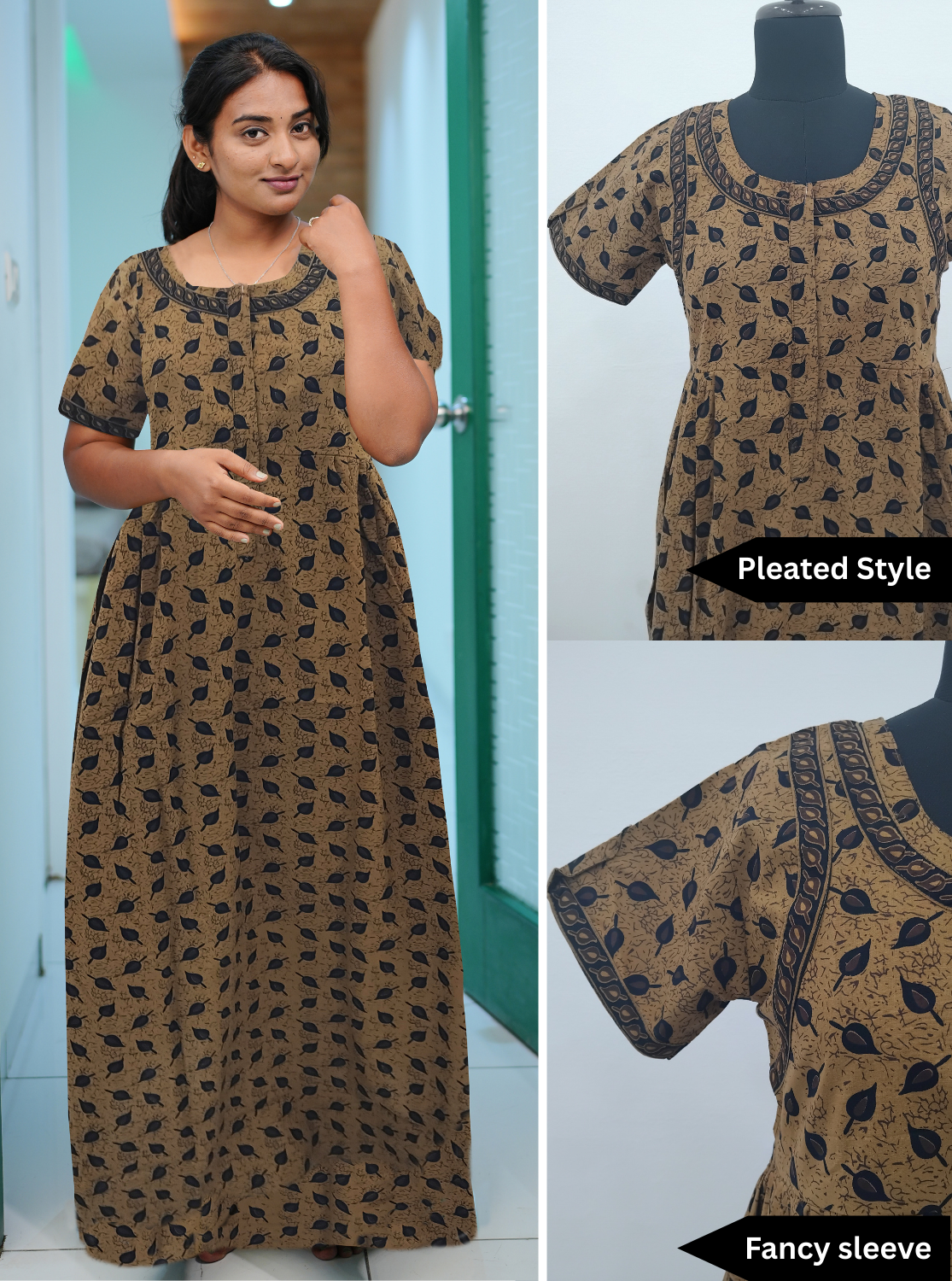 Cotton FROCK Model Casual Wear Nighties | Stylish Pleated Frock Style | Multipurpose Nighties | Pregnancy Wear | Pleated Model | Stylish Nighties for Stylish Women (MW)