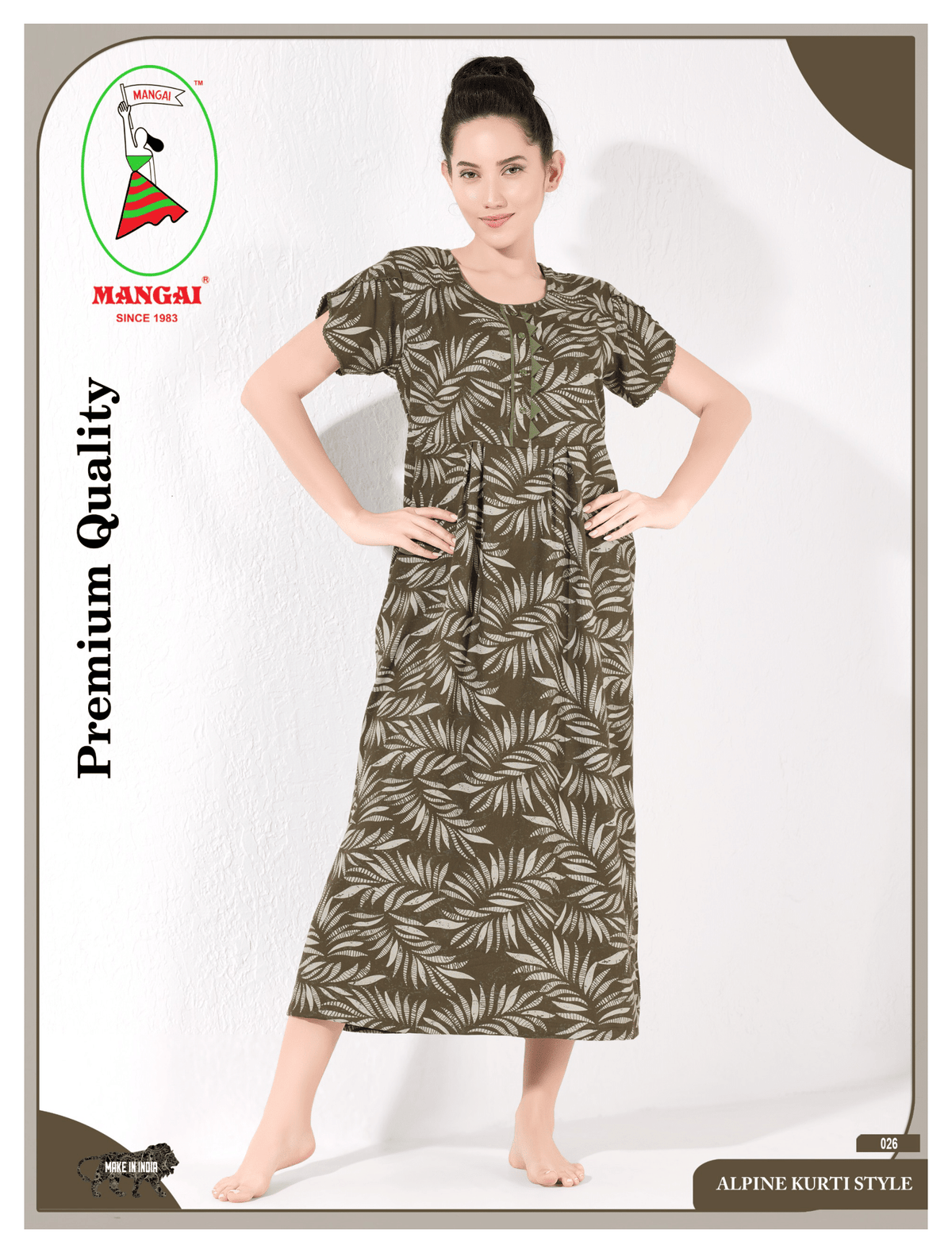 Alpine KURTHI Style Nighties| FancySleeve | Zipless Model | Updated Collection's for Stylish Women AK (H/S)