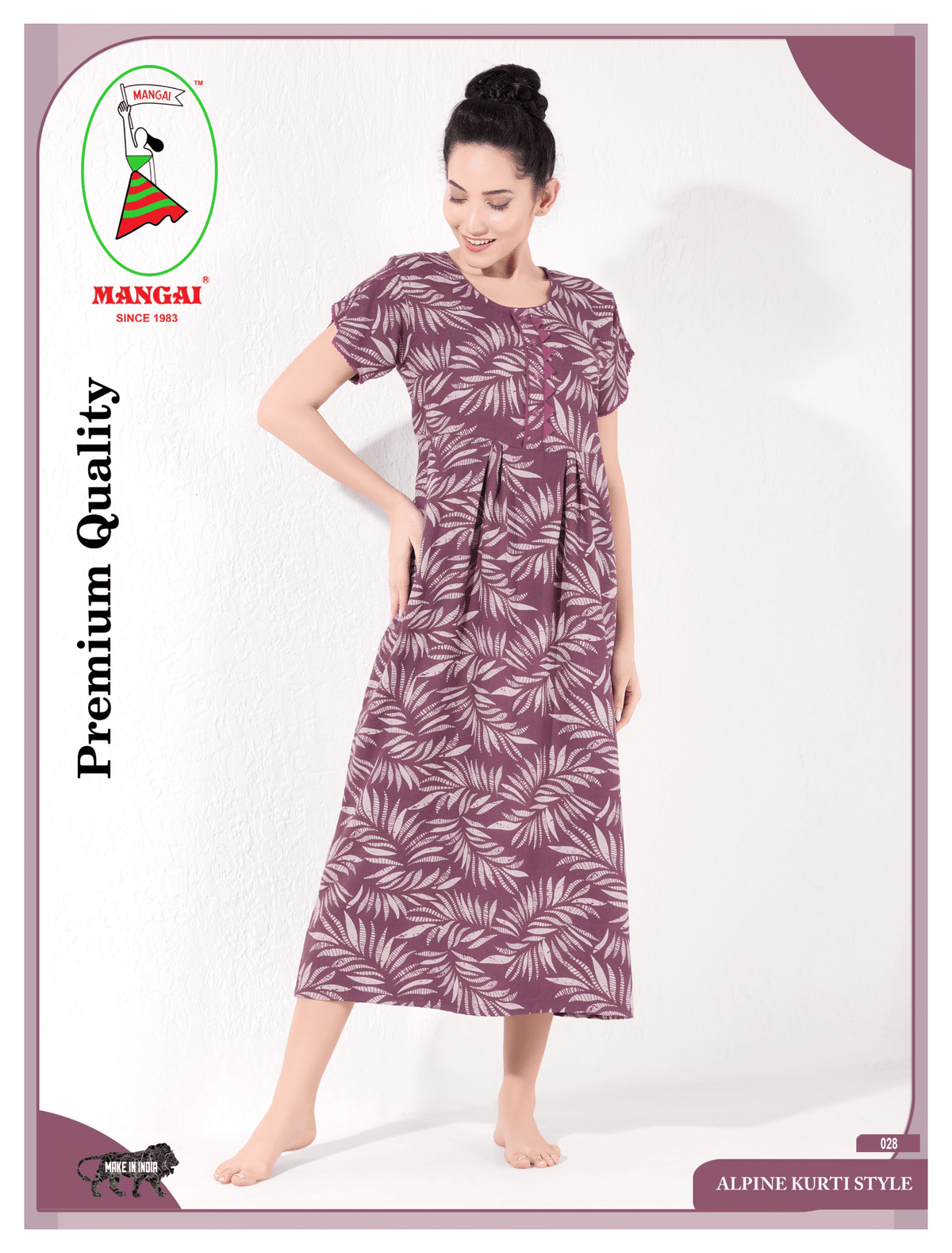 Alpine KURTHI Style Nighties| FancySleeve | Zipless Model | Updated Collection's for Stylish Women AK (H/S)