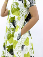 MANGAI Elegant Rayon MAXI Frock | Designer Neck | Half Sleeve | Flared Frill Bottom | Soft & Comfortable Daily Wear (RGM)