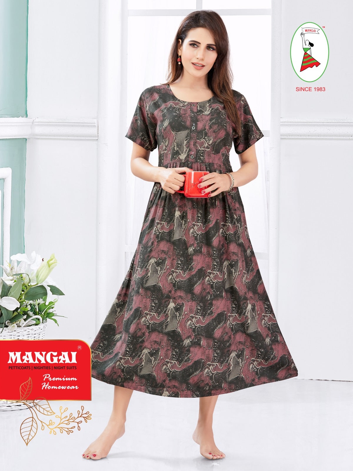 Rayon Gathering Frock Model Night Gown