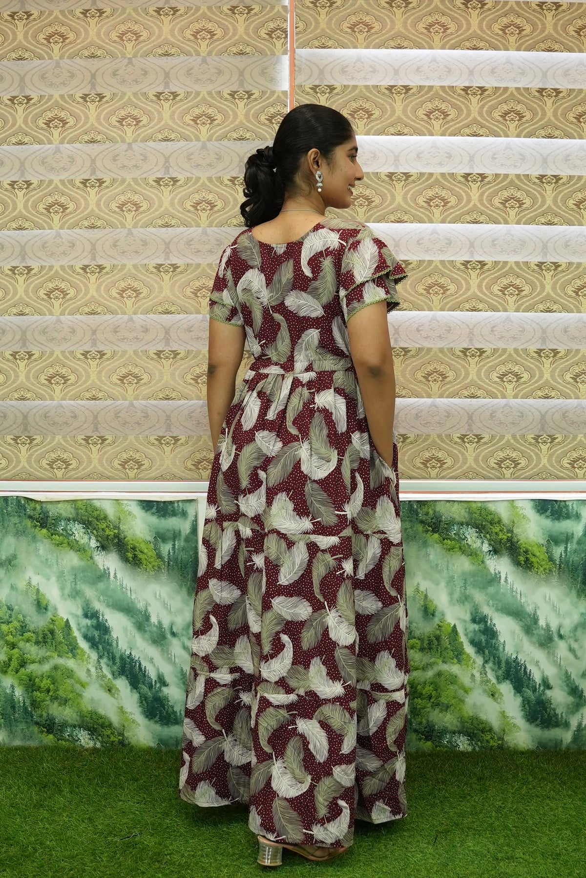 Stylish Arrivals Rayon Gathering Frock Model Night Gown's | Front Adjustable Gathering Style Rope Rope | Double Layer Sleeve | Trending Collection's for Stylish Women's (GFK)