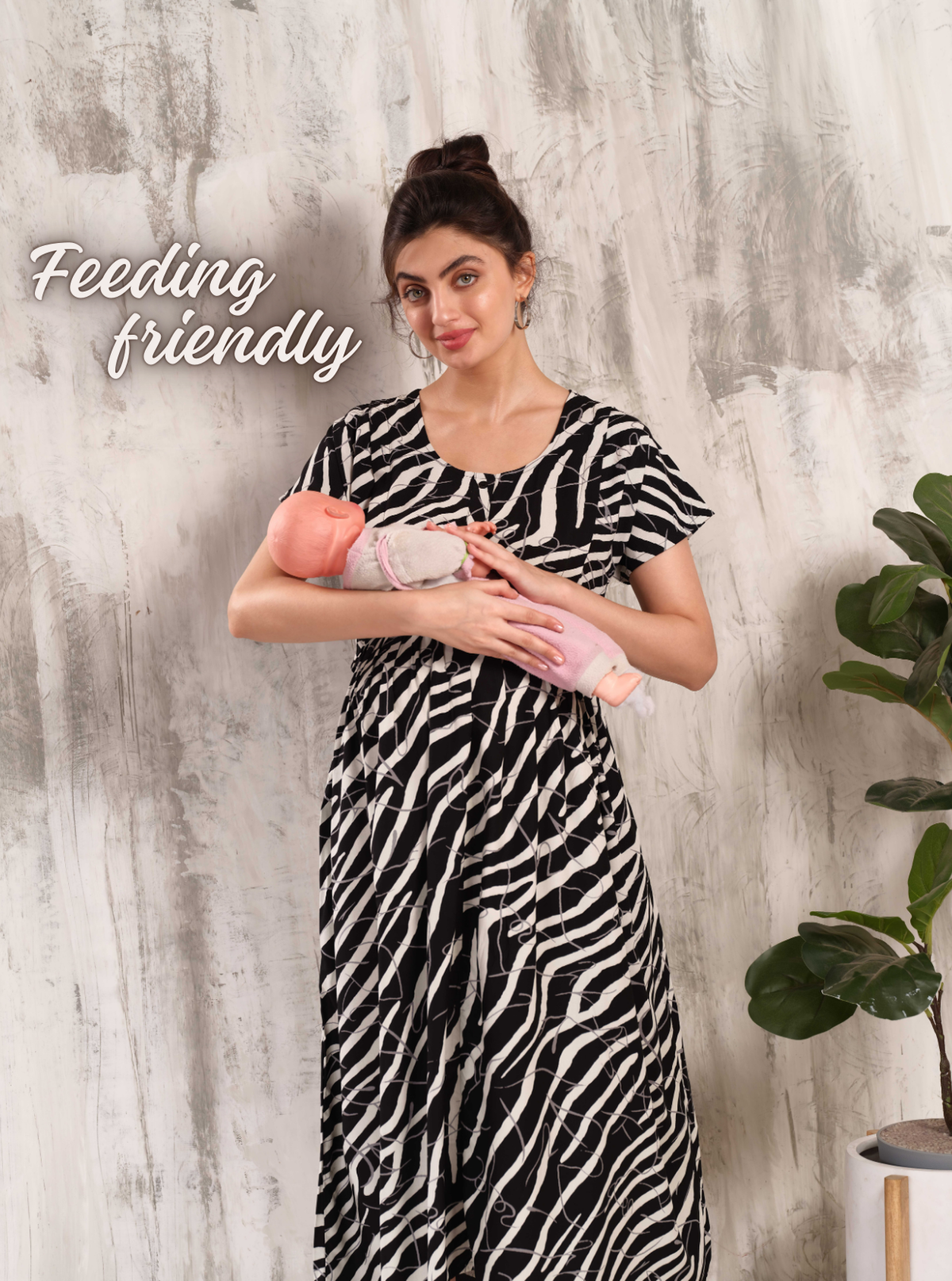 New Arrivals 4-IN-ONE MAXI Mom's Feeding & Casual Wear | Stylish Maxi Style | Invisible Feeding Zipper | Perfect Pre & Post Pregnancy Wear (MAXI 4-IN-ONE)