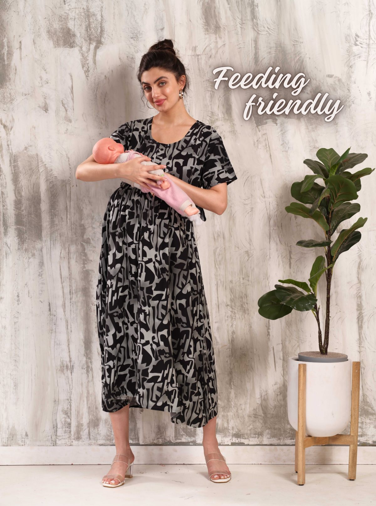 New Arrivals 4-IN-ONE MAXI Mom's Feeding & Casual Wear | Stylish Maxi Style | Invisible Feeding Zipper | Perfect Pre & Post Pregnancy Wear (MAXI 4-IN-ONE)