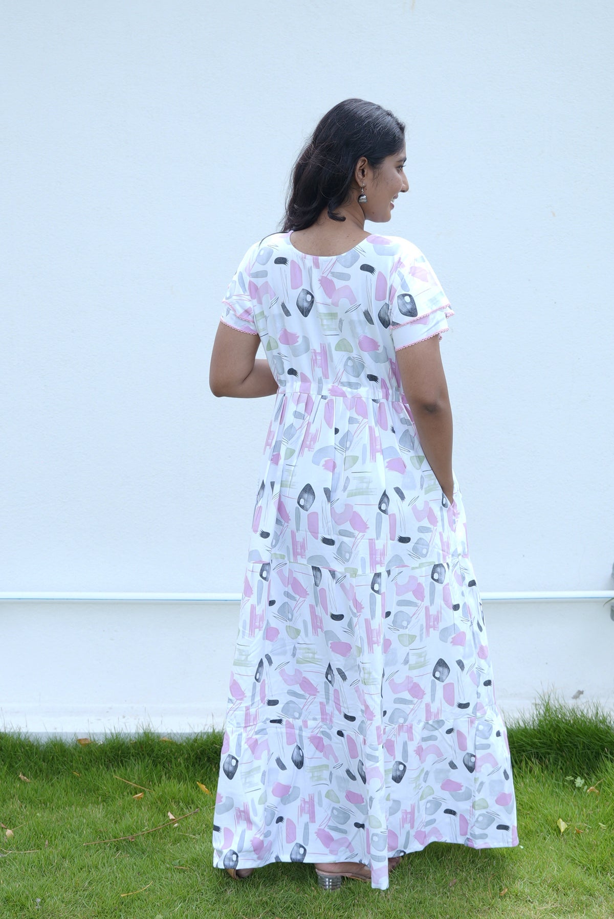 Stylish Arrivals Rayon Gathering Frock Model Night Gown's | Front Adjustable Gathering Style Rope Rope | Double Layer Sleeve | Trending Collection's for Stylish Women's (GFK)