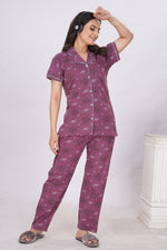 MANGAI Stylish HOSIERY Collar Night Suits | Stylish Print's All Over | Top & Bottom Set | Half Sleeve | Trendy Night Suits for Stylish Women's (HCPS)