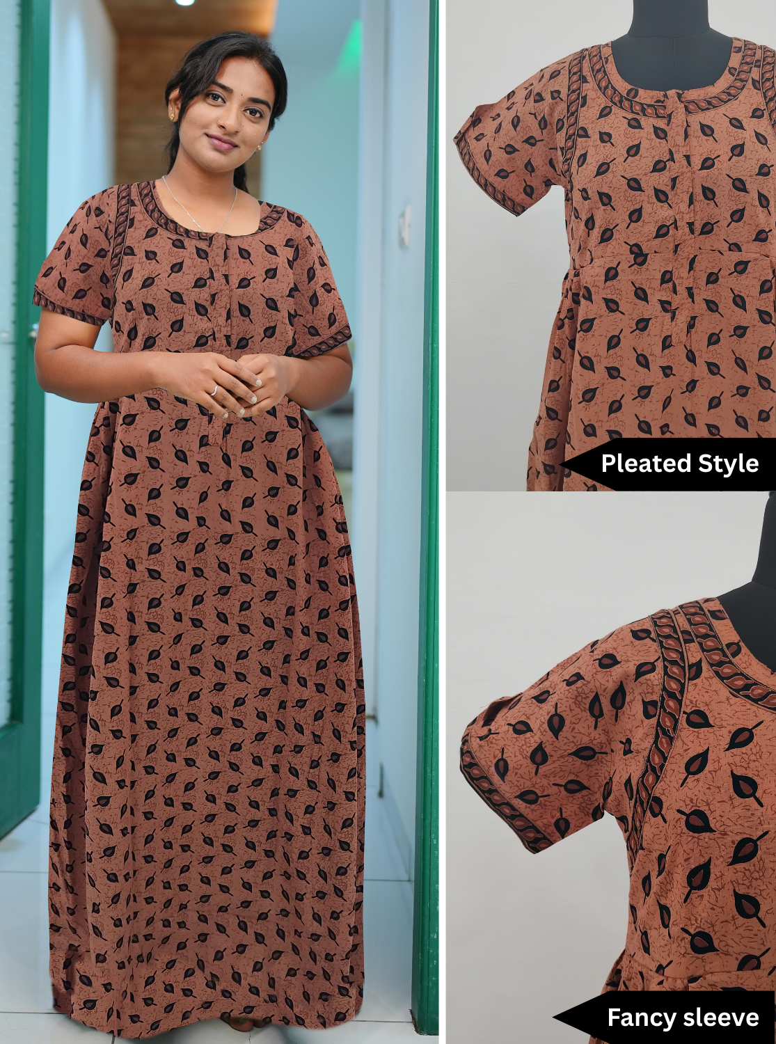 Cotton FROCK Model Casual Wear Nighties | Stylish Pleated Frock Style | Multipurpose Nighties | Pregnancy Wear | Pleated Model | Stylish Nighties for Stylish Women (MW)