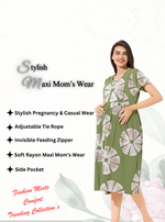 MANGAI Rayon 4-IN-ONE MAXI Mom's Feeding & Casual Wear | Stylish Maxi Style | Invisible Feeding Zipper | Perfect Pre & Post Pregnancy Wear (FIO-MXI)