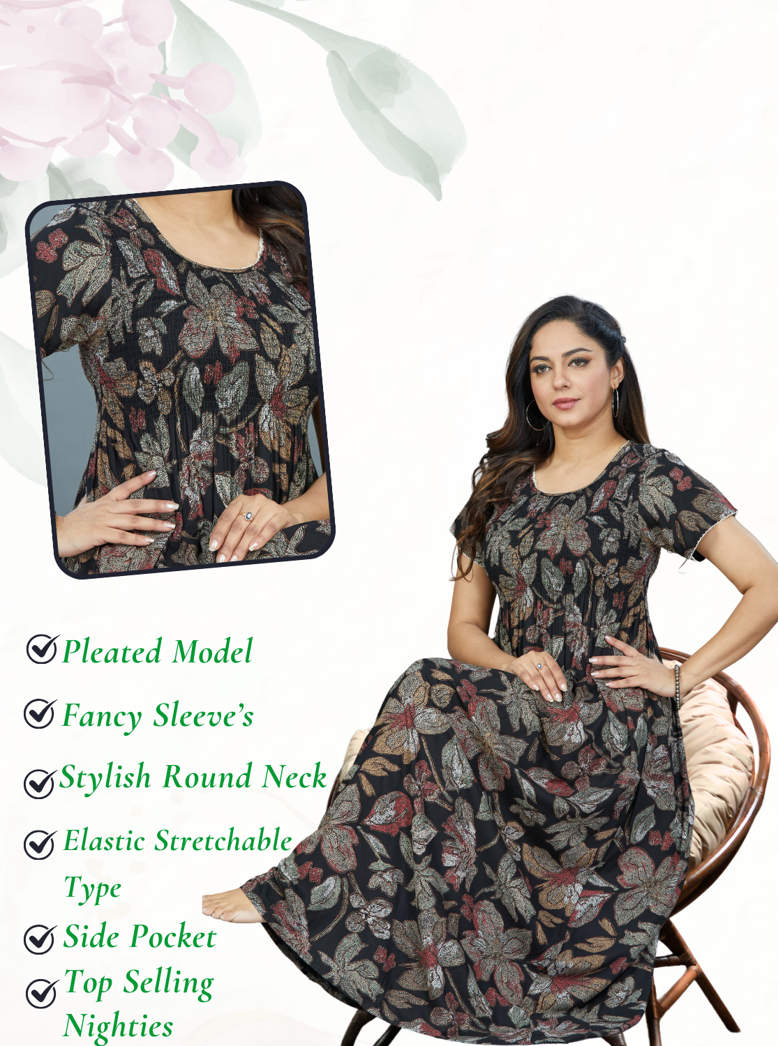 MANGAI Premium RAYON Smokey Nighty