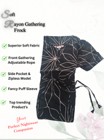 Stylish Arrivals Rayon Gathering Frock Model Night Gown's | Front Adjustable Gathering Style Rope Rope | Puff Sleeve | Trending Collection's for Stylish Women's (FKG)