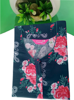 MANGAI Daily Wear Casual Comfort Fit Cotton Printed Nighties | Front Open Zipper Model | Fancy Round Neck with Side Pocket Cotton Nighties (DRN)