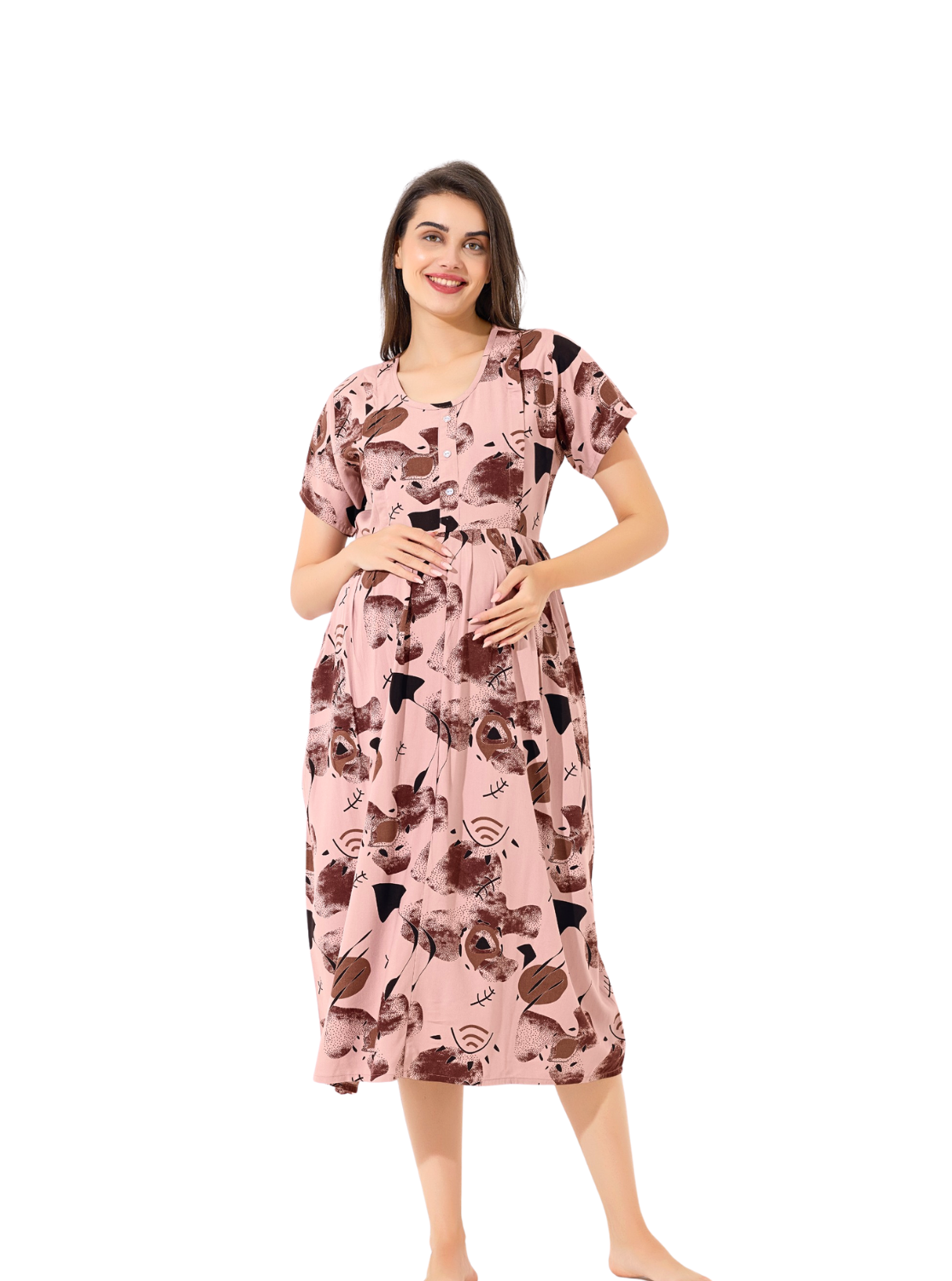 MANGAI Rayon 4-IN-ONE MAXI Mom's Feeding & Casual Wear | Stylish Maxi Style | Invisible Feeding Zipper | Perfect Pre & Post Pregnancy Wear (FIO-MXI)