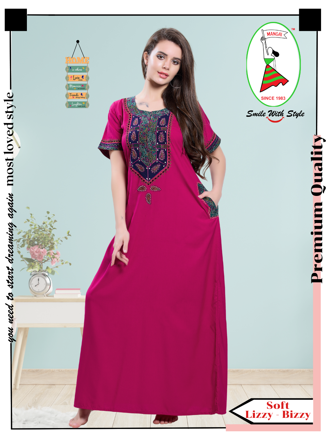 MANGAI Premium KARACHI Embroidery Nighties