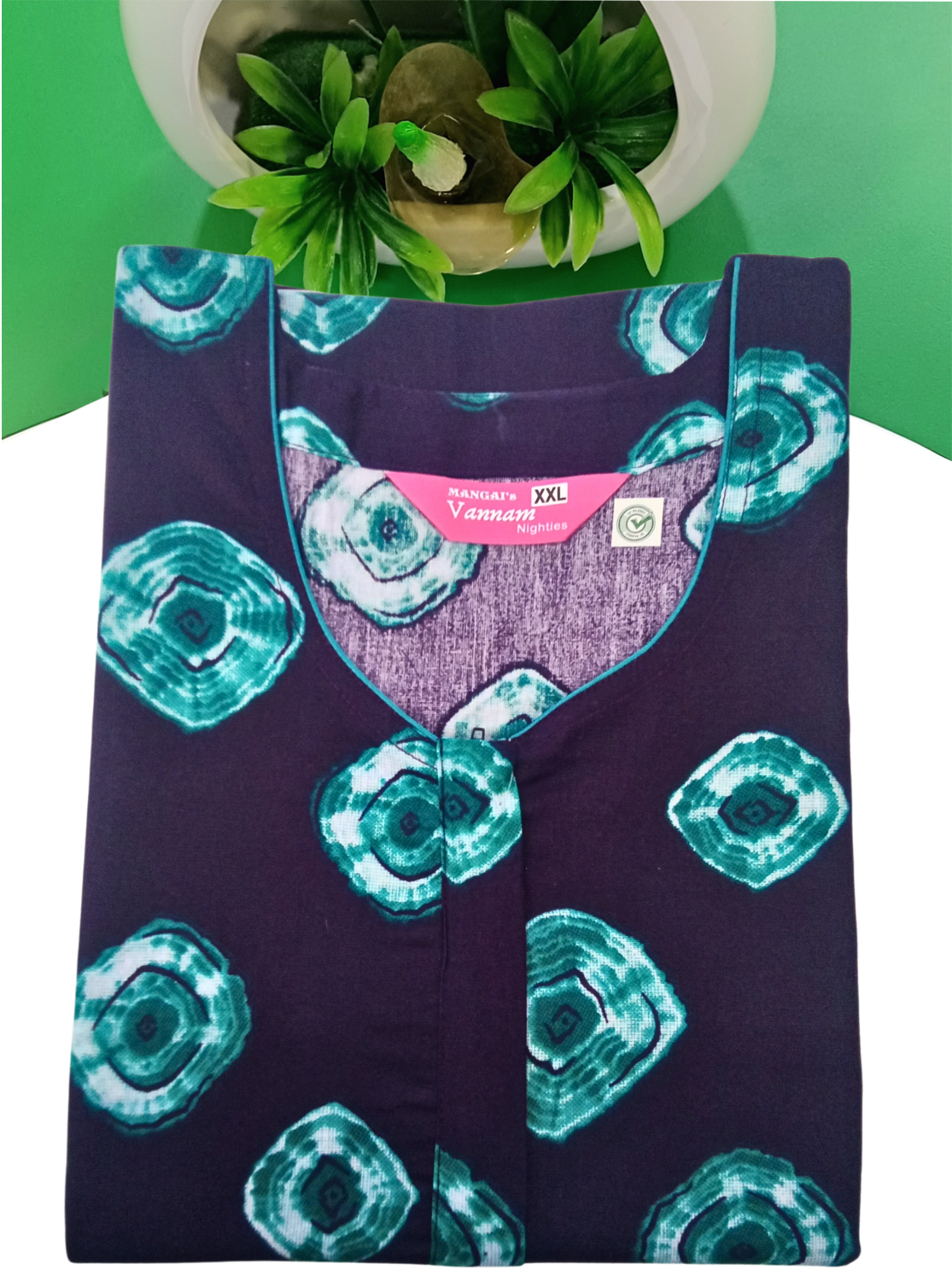 MANGAI Daily Wear Casual Comfort Fit Cotton Printed Nighties | Front Open Zipper Model | Fancy Round Neck with Side Pocket Cotton Nighties (DRN)