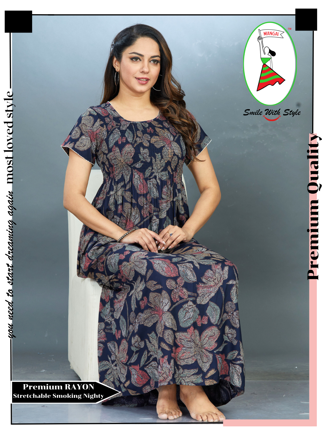 MANGAI Premium RAYON Smokey Nighty