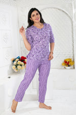 MANGAI Premium Cotton Printed Night Suits | Stylish Print's All Over | Top & Bottom Set | 3/4 Sleeve | Trendy Night Suits for Stylish Women's (CNS)