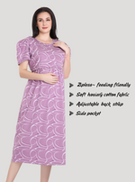 New HOSIERY Cotton Zipless Feeding Wear | Fancy Sleeve with Round Neck | Flap Open Zipless Feeding wear for Pregnancy Women (MMG)