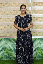 Stylish Arrivals Rayon Gathering Frock Model Night Gown's | Front Adjustable Gathering Style Rope Rope | Puff Sleeve | Trending Collection's for Stylish Women's (GFK)