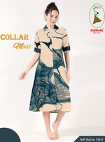 MANGAI Premium Rayon Collar MAXI Nighty for Women | Long Sleeve Stylish Nightwear for Women and Teenager | Perfect Stylish Nightwear (CM)