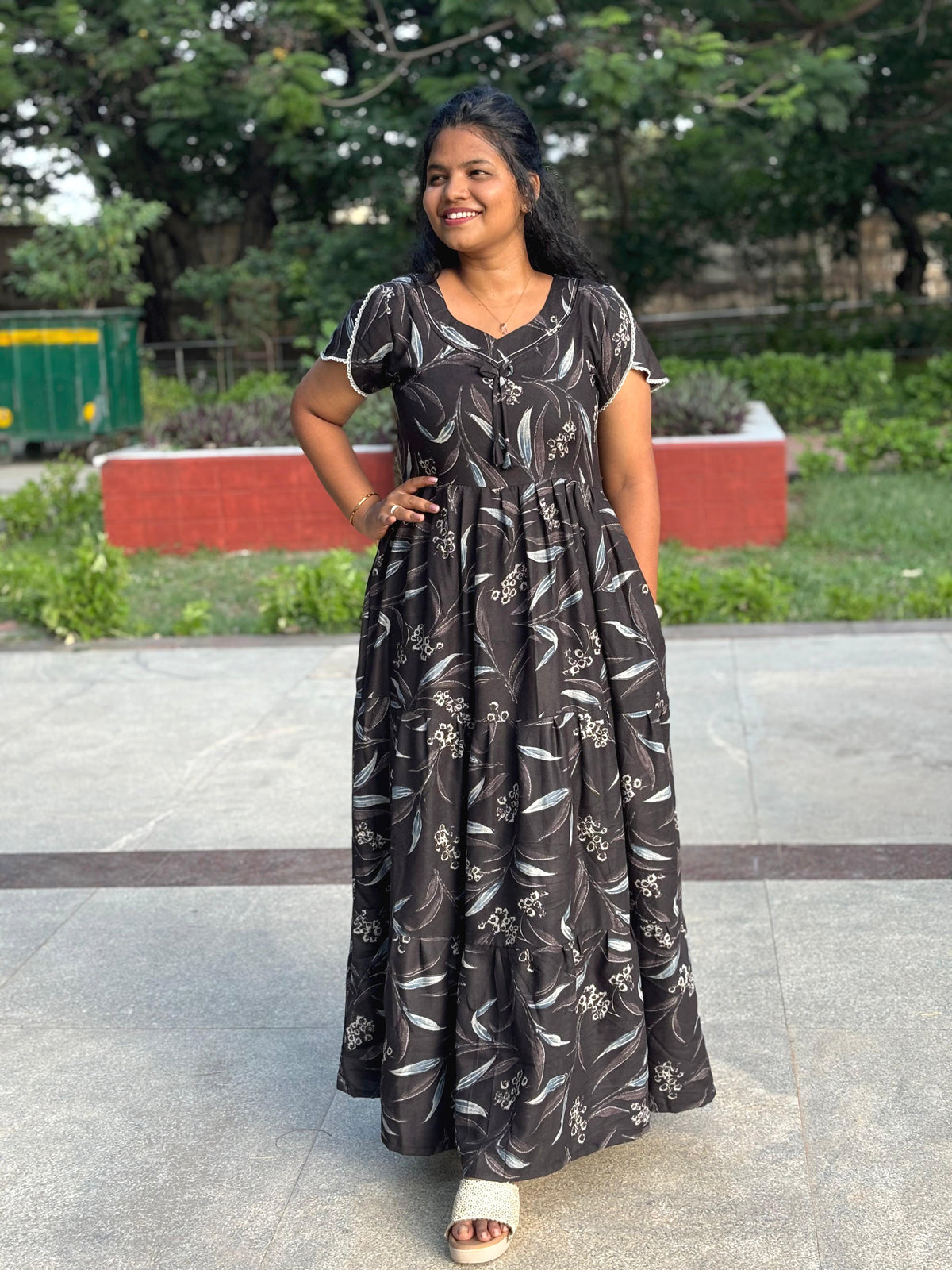 Stylish Alpine FULL FROCK Model Nighties| Fancy Sleeves & Neck Pattern| Side Pocket with Back Tie Rope | Perfect Nightwear Trendy Women's (FRK)