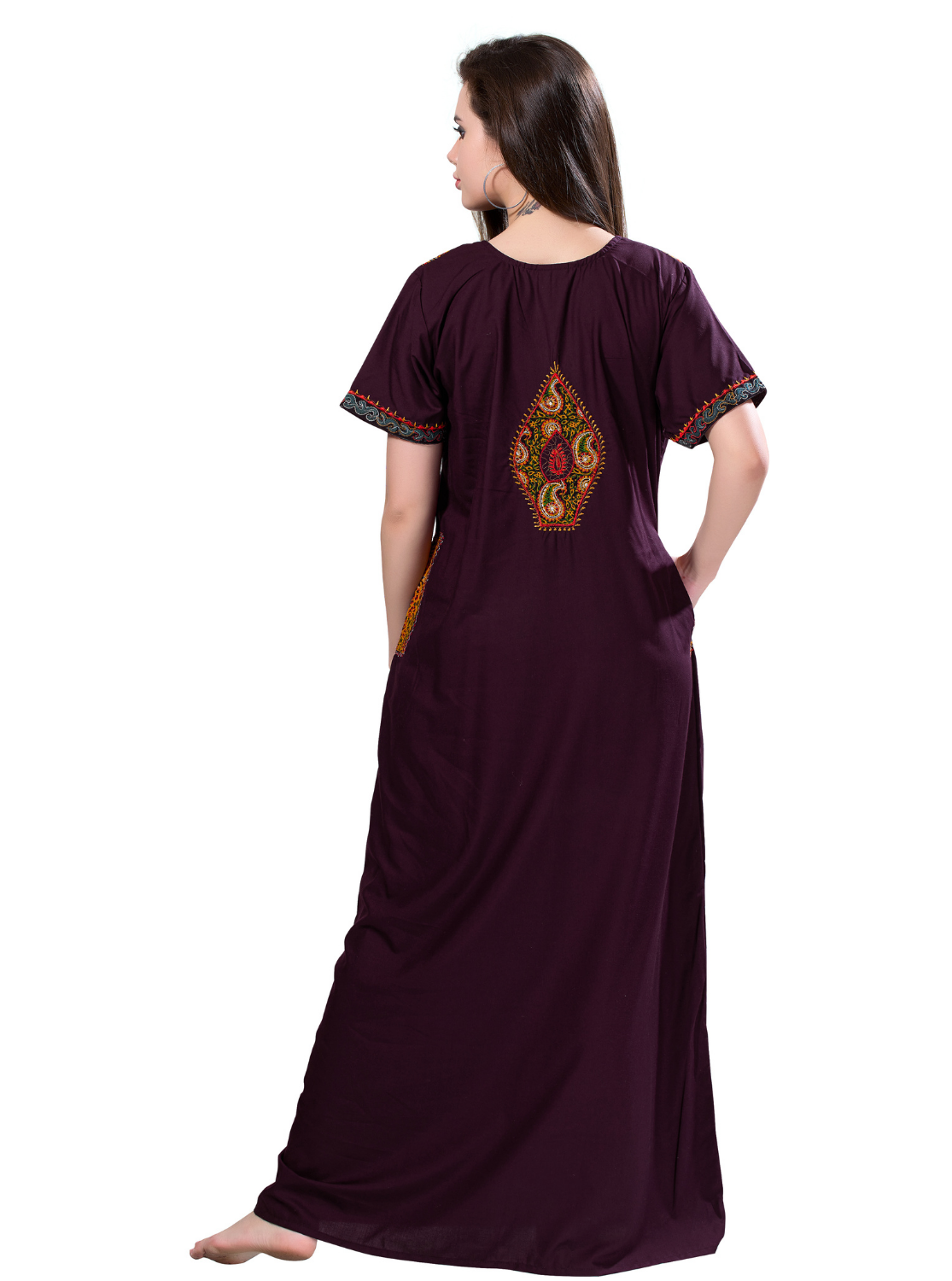 MANGAI Premium KARACHI Embroidery Nighties | Beautiful Embroidery Design's | Branded Quality | Half Sleeve | Regular Model | Stylish Nightdress for Women (KEM)