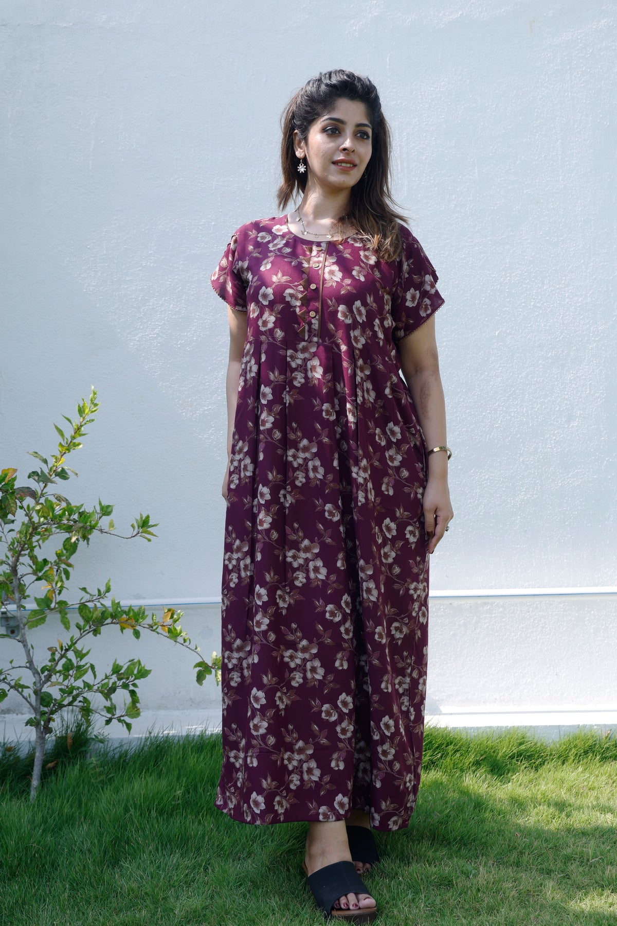 Alpine KURTI Style Nighties| Beautiful Stylish KURTI Model | Half Sleeve | Without Zipper | Stylish Thread Tied Front Closed Type | Fresh Collection's for Stylish Women's (AK-H)