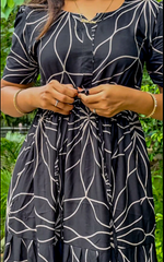 Stylish Arrivals Rayon Gathering Frock Model Night Gown's | Front Adjustable Gathering Style Rope Rope | Puff Sleeve | Trending Collection's for Stylish Women's (FKG)