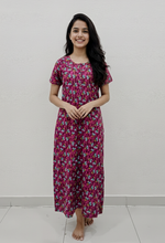 MANGAI Daily Wear Casual Comfort Fit Cotton Printed Nighties | Zipper Model with Slit Open | New Arrival's your Perfect Nightwear Companion (DRN)