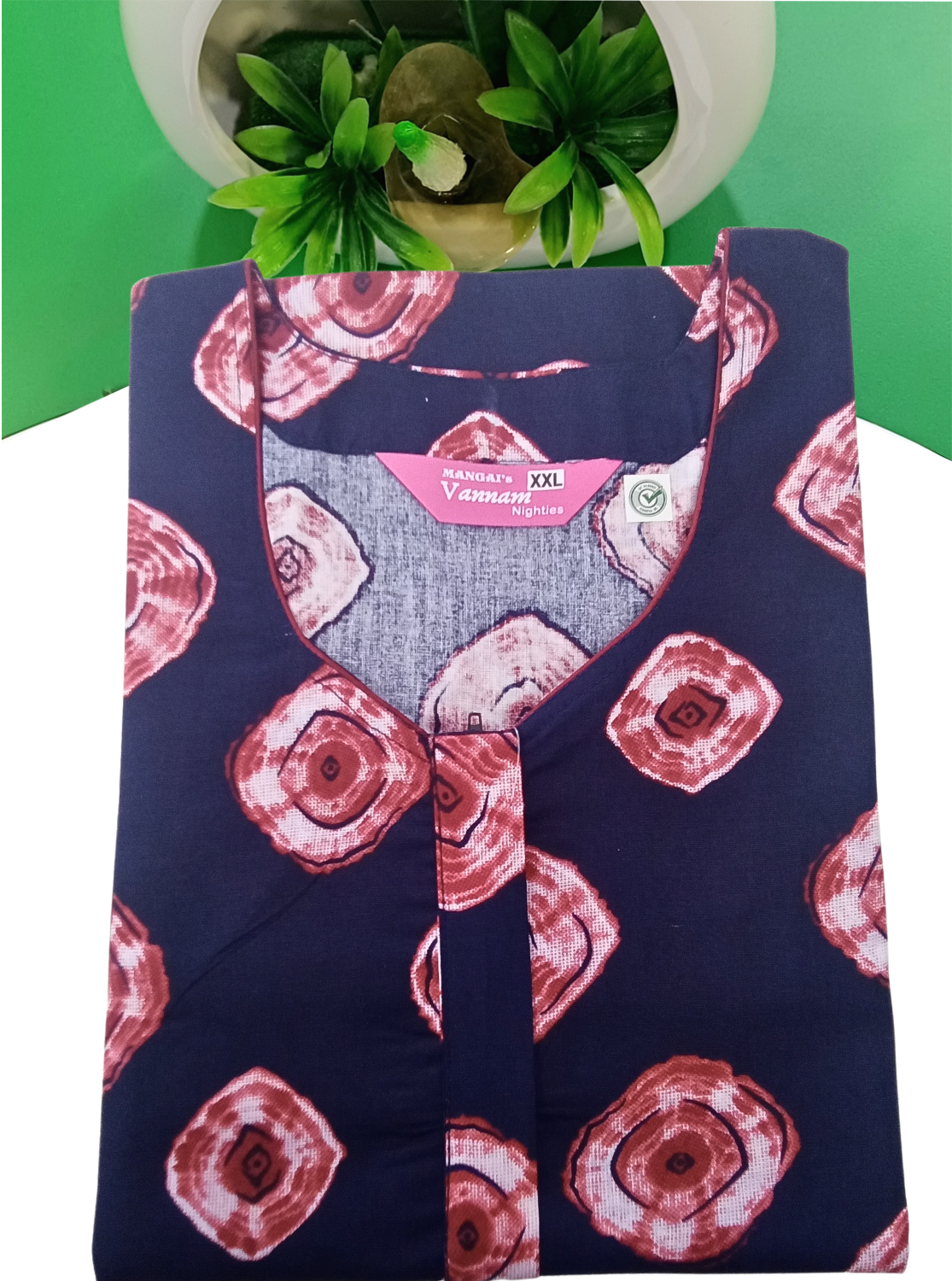 MANGAI Daily Wear Casual Comfort Fit Cotton Printed Nighties | Front Open Zipper Model | Fancy Round Neck with Side Pocket Cotton Nighties (DRN)