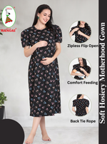 New HOSIERY Cotton Zipless Feeding Wear | Fancy Sleeve with Round Neck | Flap Open Zipless Feeding wear for Pregnancy Women (MMG)