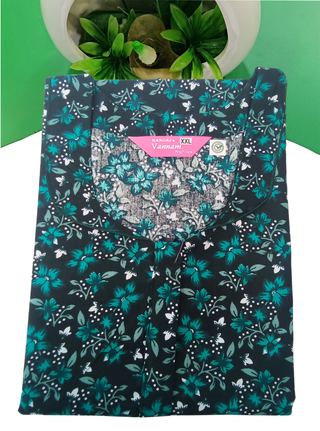 MANGAI Daily Wear Casual Comfort Fit Cotton Printed Nighties | Front Open Zipper Model | Fancy Round Neck with Side Pocket Cotton Nighties (DRN)